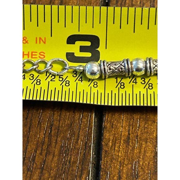 Vintage Napier Silver-Tone Beaded Necklace Textured Cylindrical Metal Beads 18" - Picture 9 of 10